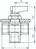 Zeichnung: 3-Wege Kugelhahn, vertikal, mit Befestigungsgewinde (kompakt)