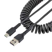 Startech.com USB-A - USB Type-C spirál adat- és töltőkábel 50cm fekete (R2ACC-50C-USB-CABLE)