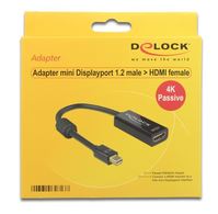 Delock Adapter mini DP 1.2 Stecker > HDMI Buchse 4K Passiv schwarz