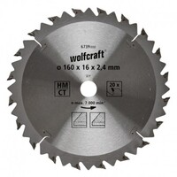 WOLFCRAFT 6739000 - Disco de sierra circular HM 20 dient. serie marron diam 160 x 16 x 24 mm