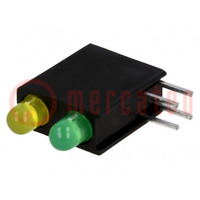 LED; in housing; 3mm; No.of diodes: 2; yellow/green; 2mA; 40°