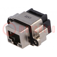 Socket; RJ45; with LED; IP68; for panel mounting; THT; angled 90°