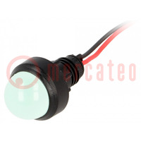 Indicator: LED; prominent; green; 220VDC; Ø13mm; IP40; leads 300mm