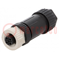 Plug; M12; PIN: 4; female; S code-Power; for cable; screw terminal