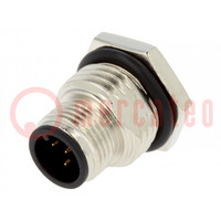 Connector: M12; contact; PIN: 5; mannelijk; THT; IP68; 60V; 4A