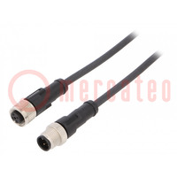 Cable de conexión; M12; PIN: 4; 1m; enchufe; 250VAC; 4A; -25÷80°C