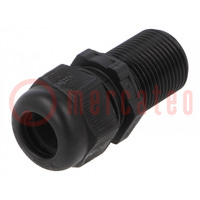 Cable gland; with long thread; M20; 1.5; IP68; polyamide; black