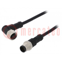 Cable: for sensors/automation; PIN: 5; M12-M12; 0.5m; plug; plug