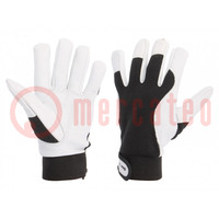 Protective gloves; Size: 11; black; natural leather