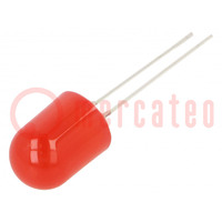 LED; 10mm; rosso; 220÷330mcd; 30°; Frontale: piatte; 1,8÷2,6V; 78mW