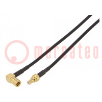 Cable; 5m; SMB male,SMB female; shielded; black; angled,straight