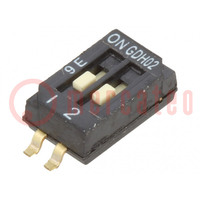 Switch: DIP-SWITCH; Poles number: 2; OFF-ON; 0.1A/50VDC; Pos: 2