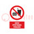 Veiligheidsteken; verbod; zelfklevende folie; W: 200mm; H: 300mm