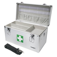 HMF 14701-09 Medizinkoffer, Erste Hilfe Koffer, Aluminium, 40 x 22,5 x 20,5 cm, Arzneikoffer, silber