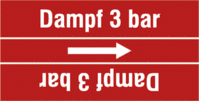 Rohrmarkierungsband ohne Gefahrenpiktogramm - Dampf 3 bar, Rot, 6.5 x 12.7 cm