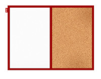 Tablica DUO MEMOBE korkowo-sucho�cieralna magnetyczna bia�a, rama drewniana lakierowana czerwona, 60x40 cm