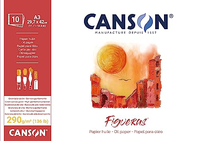 CANSON FIGUERAS - BLOC 10 FEUILLES DE PAPIER HUILE - GRAIN TOILE DE LIN - 29,7 X 42 CM - 290G/M² - BLANC C31085P002