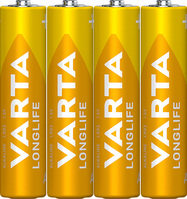 Varta Batterie Alkaline, Micro, AAA, LR03, 1.5V Longlife, Shrinkwrap (4-Pack)