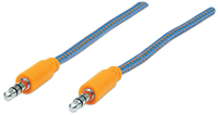 Manhattan Audio Cable 3.5mm Braided, 1.8m, Male to Male, Stereo, Blue/Orange, Polybag