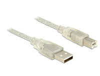 DeLOCK 83896 USB-kabel 5 m USB 2.0 USB A USB B Transparant