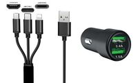 IWH Chargeur USB pour voiture "3EN1", 12/24 V, noir (11570363)