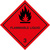 Gefahrgutetiketten "FLAMMABLE LIQUID" Klasse 3, 25x25cm, PVC-Haftfolie, 50 Stück