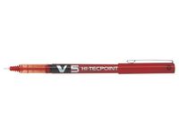Pilot V5 Hi-Tecpoint Liquid Ink Rollerball Pen 0.5mm Tip 0.3mm Line Red(Pack 12)