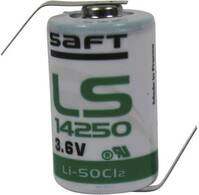 1/2 AA lítium elem, forrasztható, 3,6V 1200 mAh, forrfüles, 15 x 25 mm, Saft LS14250HBG