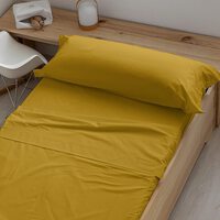 JUEGO DE SABANAS MUSTARD 100% ALGODÓN PARA CAMA DE 90