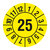 Jahresprüfplakette 30 mm, Monate - Jahreszahl (JJ), 2025, Polyethylen schwarz-gelb, 1.000 Prüfplaketten auf Rolle