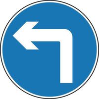 Round road traffic sign - Left turn only arrow