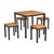 Square wooden dining table and stool set
