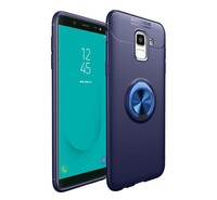 Szilikon telefonvédő (asztali tartó funkció, telefontartó gyűrű, 360°-ban forgatható, beépített fémlemez) KÉK [Samsung Galaxy J6 (2018) ...