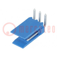 Contact; kabel-plaat; mannelijk; HE14; 2,54mm; PIN: 3; THT; 3A; blauw