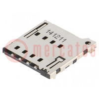 Connector: for cards; Micro SIM; push-push; SMT; PIN: 8