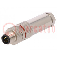 Connector: M8; male; PIN: 5; for cable; plug; 1.5A; IP67; 30V