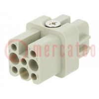 Connector: HDC; female; HD; PIN: 8; size 1; w/o contacts; 10A; 50V