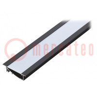 Profilo per moduli LED; latteo; nero; L: 1m; FLAT8; alluminio