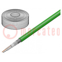 Cordon: de microphone; 2x0,35mm2; vert; OFC; -15÷70°C; PVC