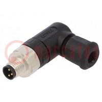 Connector: M8; male; PIN: 3; angled 90°; for cable; plug; IP67