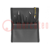 Kit: tweezers; for precision works; ESD; 6pcs.