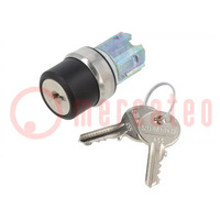 Switch: rotary with key; 22mm; Stabl.pos: 2; silver; none; IP67