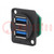 Socket; USB A; for panel mounting,countersunk screw hole,screw