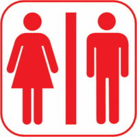 Piktogramm - Toiletten, Rot, 30 x 30 cm, PVC-Folie, Selbstklebend, Weiß