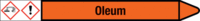 Rohrmarkierer mit Gefahrenpiktogramm - Oleum, Orange, 5.2 x 50 cm, Seton, Rot