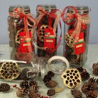 Scented Festive Cones in a Vintage Jar - 29cm, Brown