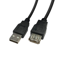 Videk USB A Plug to A Socket Passive Extension Cable - Black 1m