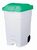 Mobiler Abfallbehälter , 70 Liter , BxTxH 560x575x780 mm , mit Pedal , Korpus weiß , Deckel grün