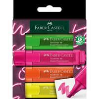 Faber-Castell 254600 markeerstift 4 stuk(s) Beitelvormige punt Groen, Oranje, Roze, Geel