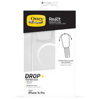 OtterBox React Necklace Coque avec MagSafe pour iPhone 14 Pro, coque de protection ultra fine avec collier réglable et amovible, testé selon les normes militaires, Clear